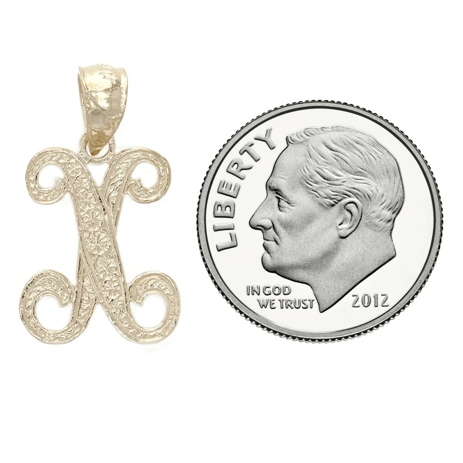 14k Yellow or White Gold Initial Letter X Alphabet A-Z Charm Pendant - Jewelry Store by Erik Rayo