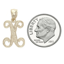 Load image into Gallery viewer, 14k Yellow or White Gold Initial Letter X Alphabet A-Z Charm Pendant
