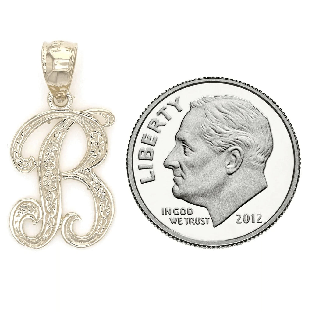14k Yellow or White Gold Initial Letter B Alphabet A-Z Charm Pendant - Jewelry Store by Erik Rayo