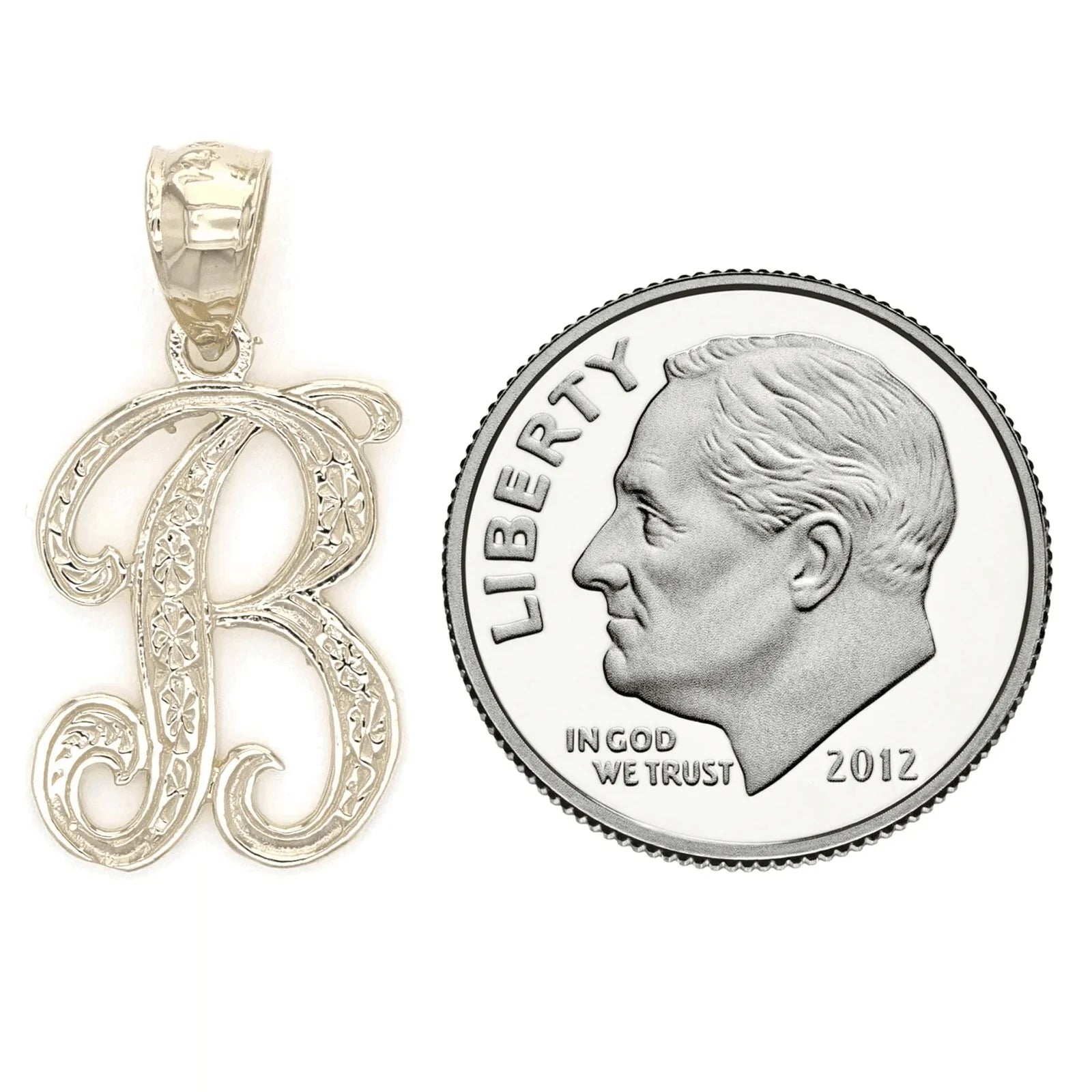 14k Yellow or White Gold Initial Letter B Alphabet A-Z Charm Pendant - Jewelry Store by Erik Rayo