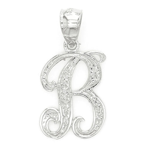 14k Yellow or White Gold Initial Letter B Alphabet A-Z Charm Pendant - Jewelry Store by Erik Rayo