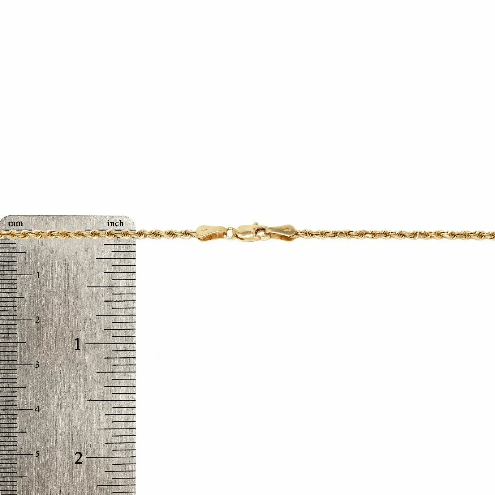 14k Yellow Gold Solid Diamond Cut Rope Chain Necklace 16" 2mm 6 grams - Jewelry Store by Erik Rayo