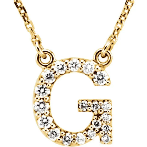 14k Yellow White or Rose Gold Diamond Initial Letter G Pendant Necklace 18" - Jewelry Store by Erik Rayo