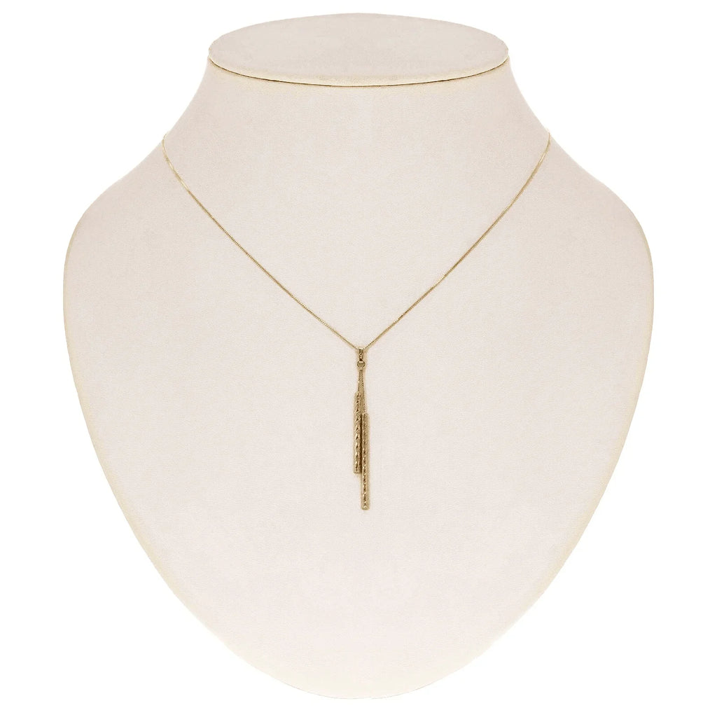 Italian 14k Yellow Gold Diamond-Cut Tube Gold Bar Necklace 18" 1.7 grams - Jewelry Store by Erik Rayo