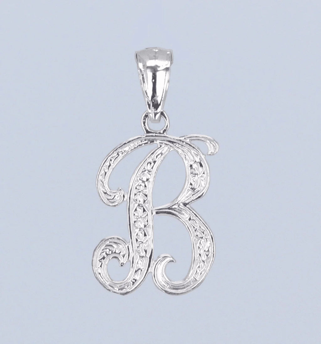14k Yellow or White Gold Initial Letter B Alphabet A-Z Charm Pendant - Jewelry Store by Erik Rayo