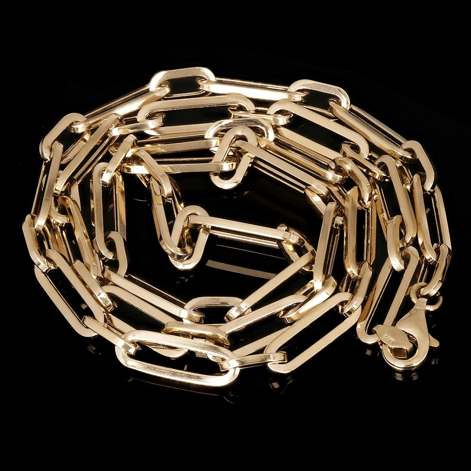 Italian 14k Yellow Gold Hollow Paper Clip Chain Necklace 20" 4.2mm 7 grams - Jewelry Store by Erik Rayo