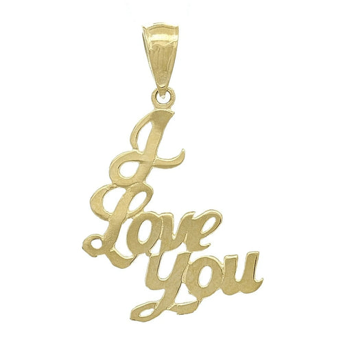 14k Yellow Gold Solid I Love You Words Charm Pendant 1" 0.8 grams - Jewelry Store by Erik Rayo