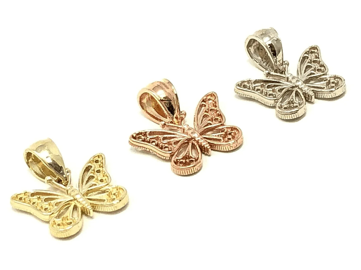 14k Yellow White or Rose Gold Butterfly Charm Pendant - Jewelry Store by Erik Rayo