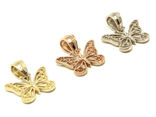 Load image into Gallery viewer, 14k Yellow White or Rose Gold Butterfly Charm Pendant
