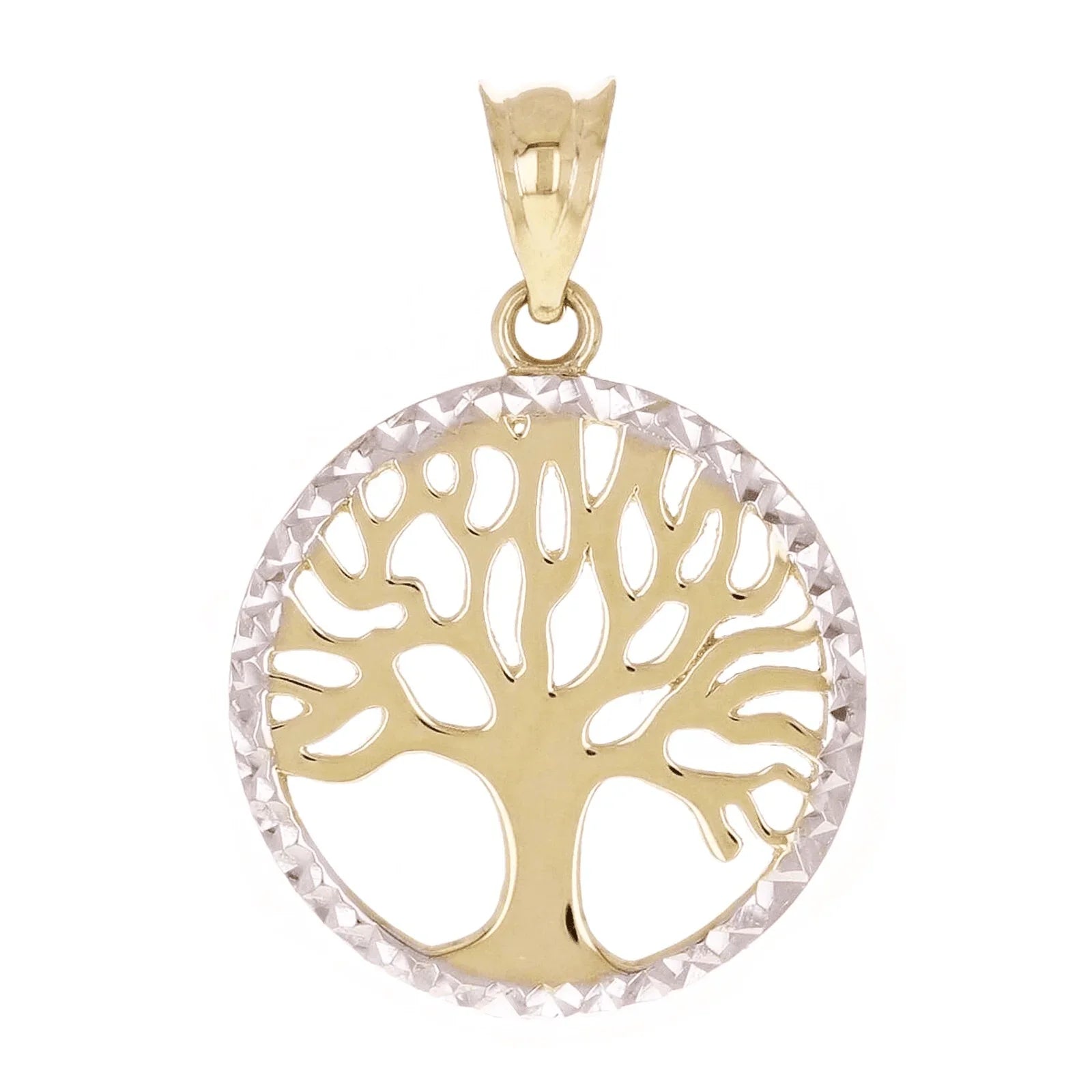 Italian 14k Yellow & White Gold Tree of Life Charm Pendant 22.7mmx15.5mm 1 gram - Jewelry Store by Erik Rayo