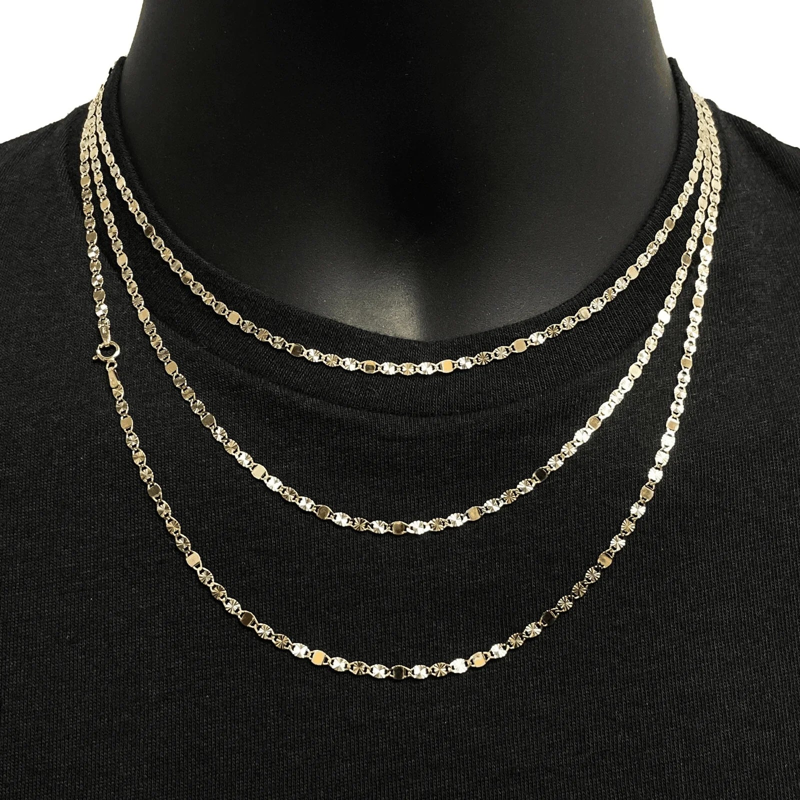 Italian 14k Tri-Color Gold Diamond Cut Valentino Chain Necklace 20" 2.6mm 2.5g - Jewelry Store by Erik Rayo