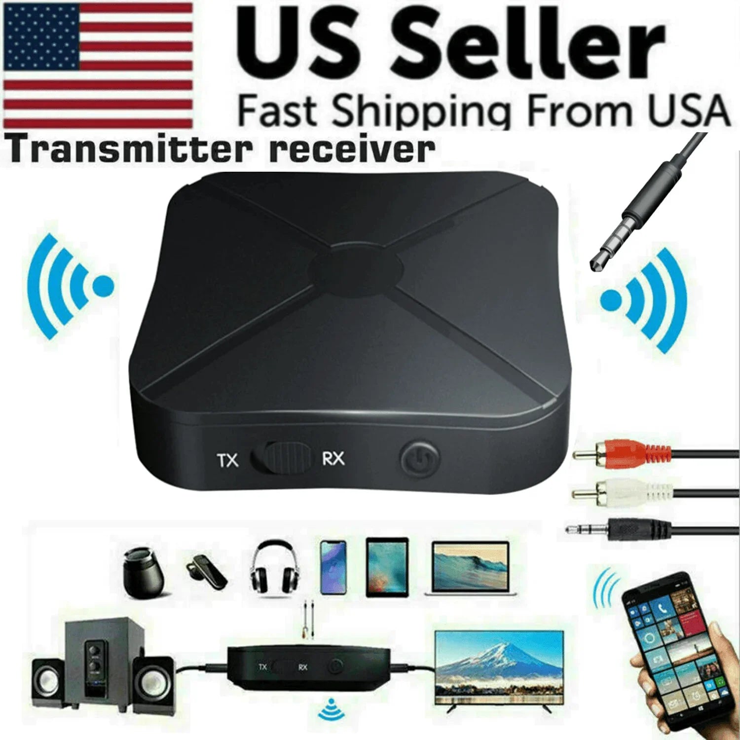 Bluetooth Transmitter Receiver Wireless Adapter 2 in 1 - TV Home Stereo A2DP Audio - Jewelry Store by Erik Rayo