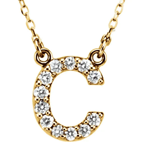 14k Yellow White or Rose Gold Diamond Initial Letter C Pendant Necklace 18" - Jewelry Store by Erik Rayo