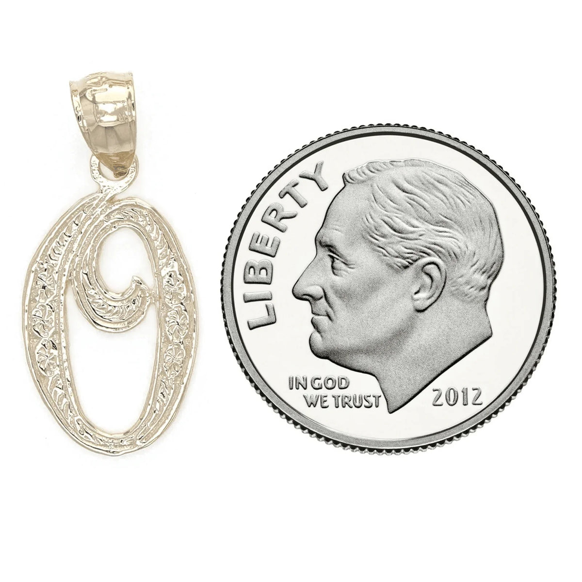 14k Yellow or White Gold Initial Letter O Alphabet A-Z Charm Pendant - Jewelry Store by Erik Rayo