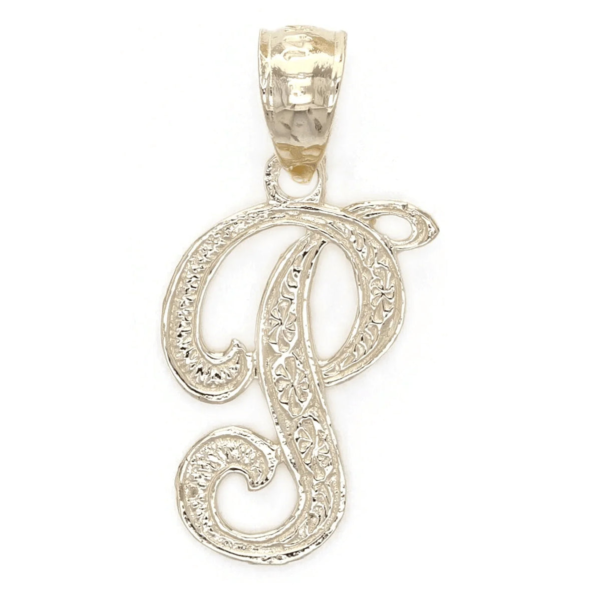 14k Yellow or White Gold Initial Letter P Alphabet A-Z Charm Pendant - Jewelry Store by Erik Rayo