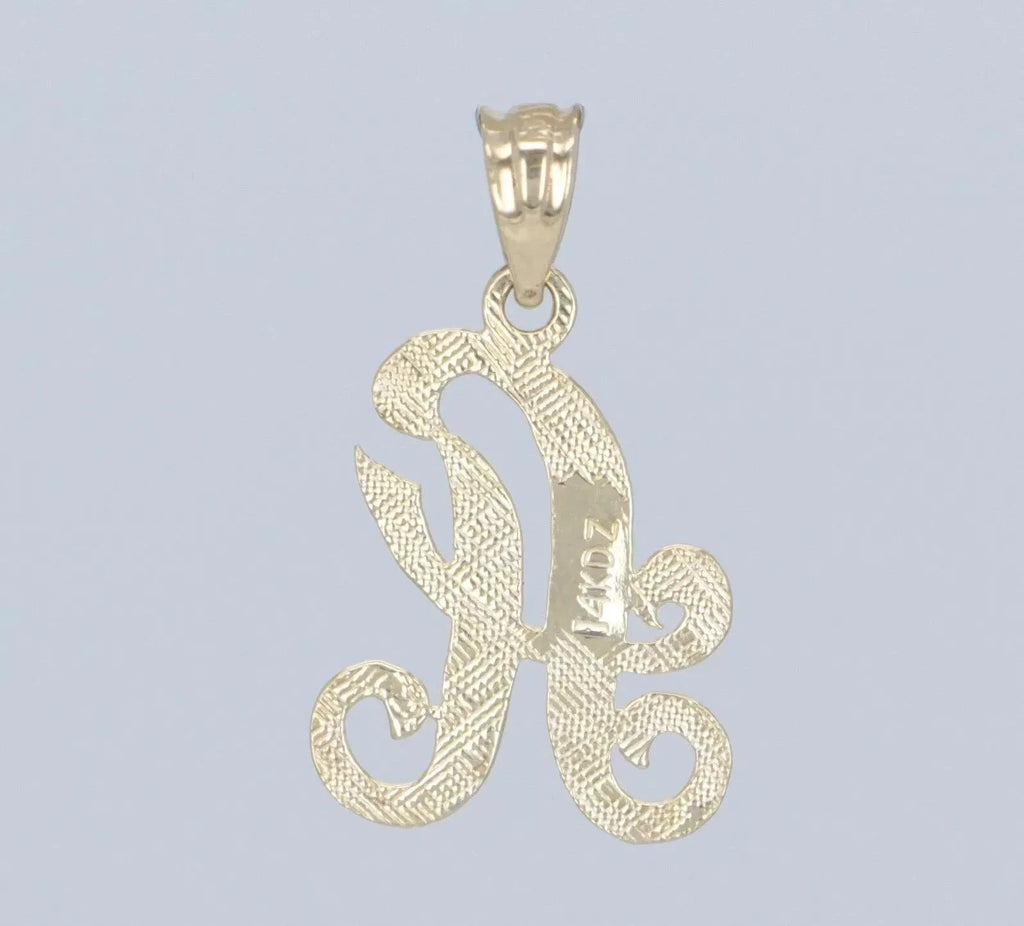 14k Yellow or White Gold Initial Letter F Alphabet A-Z Charm Pendant - Jewelry Store by Erik Rayo