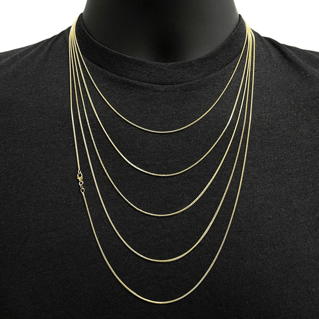Italian 14k Yellow Gold Solid Diamond Cut Franco Chain Necklace 20" 1mm 2.9grams - Jewelry Store by Erik Rayo