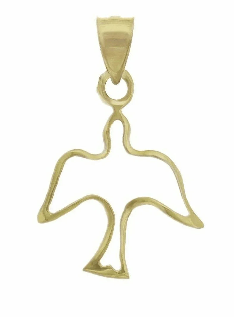 14k Yellow Gold Solid Outline Bird Peace Dove Charm Pendant 0.7 gram - Jewelry Store by Erik Rayo
