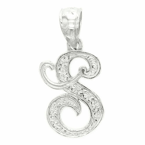 14k Yellow or White Gold Initial Letter S Alphabet A-Z Charm Pendant - Jewelry Store by Erik Rayo