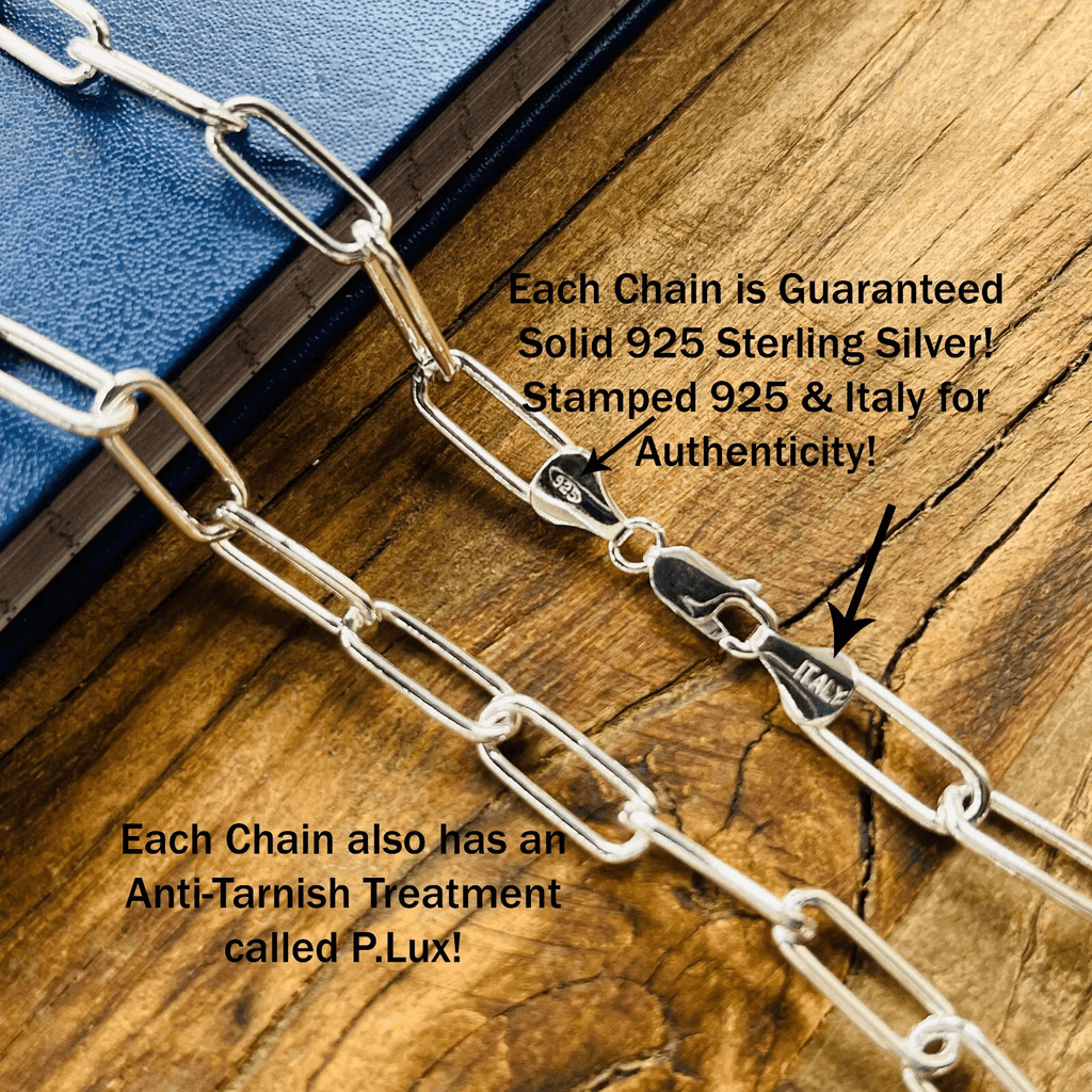 925 Silver Paper Clip Chain for Men and Women Real Solid Italian 925 Sterling Silver Necklaces - Jewelry Store by Erik Rayo