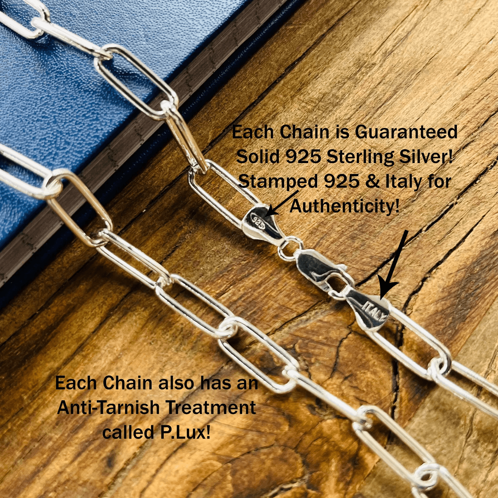 925 Silver Paper Clip Chain for Men and Women Real Solid Italian 925 Sterling Silver Necklaces - Jewelry Store by Erik Rayo