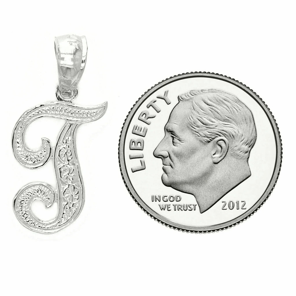 14k Yellow or White Gold Initial Letter T Alphabet A-Z Charm Pendant - Jewelry Store by Erik Rayo