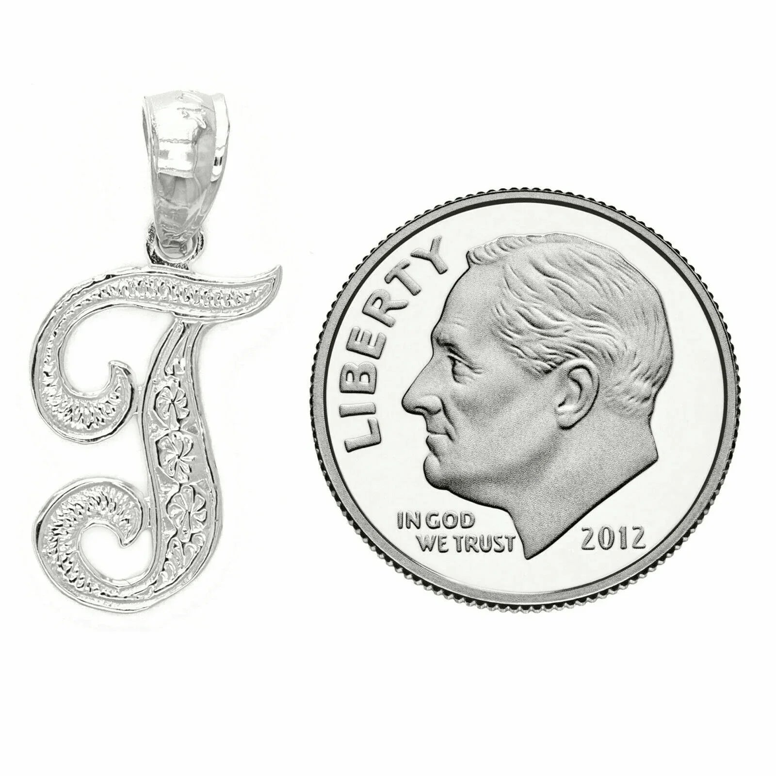 14k Yellow or White Gold Initial Letter T Alphabet A-Z Charm Pendant - Jewelry Store by Erik Rayo
