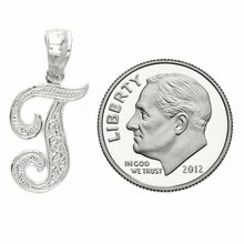 Load image into Gallery viewer, 14k Yellow or White Gold Initial Letter T Alphabet A-Z Charm Pendant
