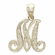 Load image into Gallery viewer, 14k Yellow or White Gold Initial Letter M Alphabet A-Z Charm Pendant
