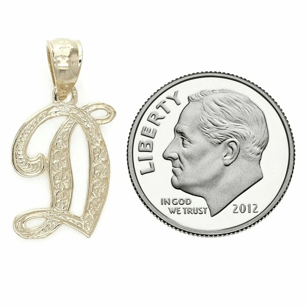 14k Yellow or White Gold Initial Letter D Alphabet A-Z Charm Pendant - Jewelry Store by Erik Rayo