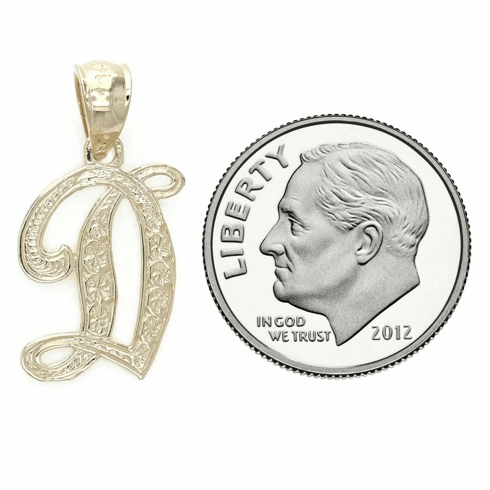 14k Yellow or White Gold Initial Letter D Alphabet A-Z Charm Pendant - Jewelry Store by Erik Rayo