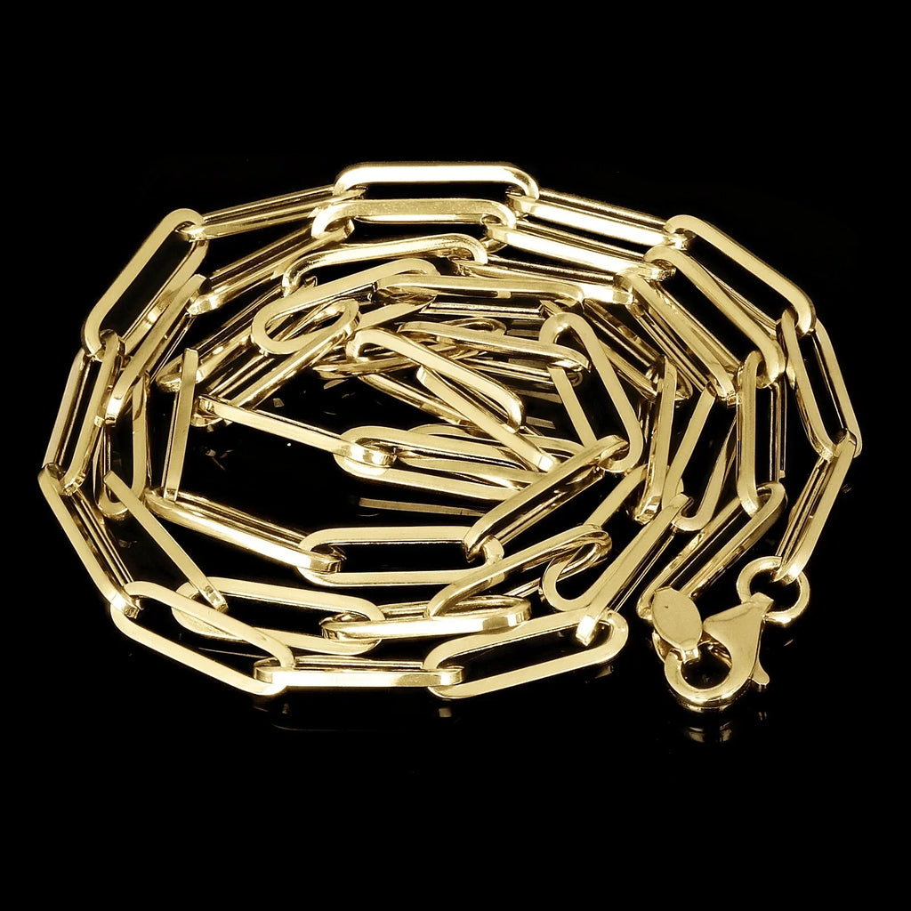 Italian 14k Yellow Gold Hollow Paper Clip Chain Necklace 18" 3.2mm 3.3 grams - Jewelry Store by Erik Rayo
