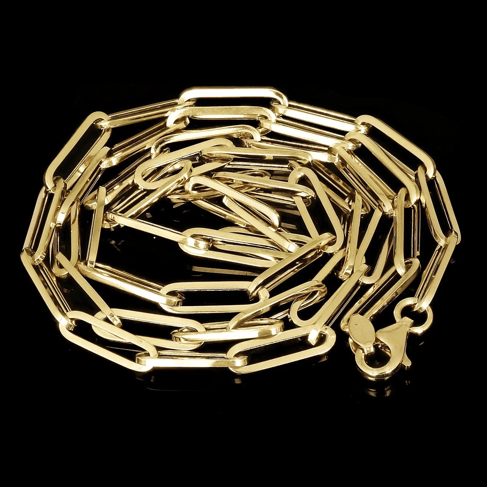 Italian 14k Yellow Gold Hollow Paper Clip Chain Necklace 18" 3.2mm 3.3 grams - Jewelry Store by Erik Rayo