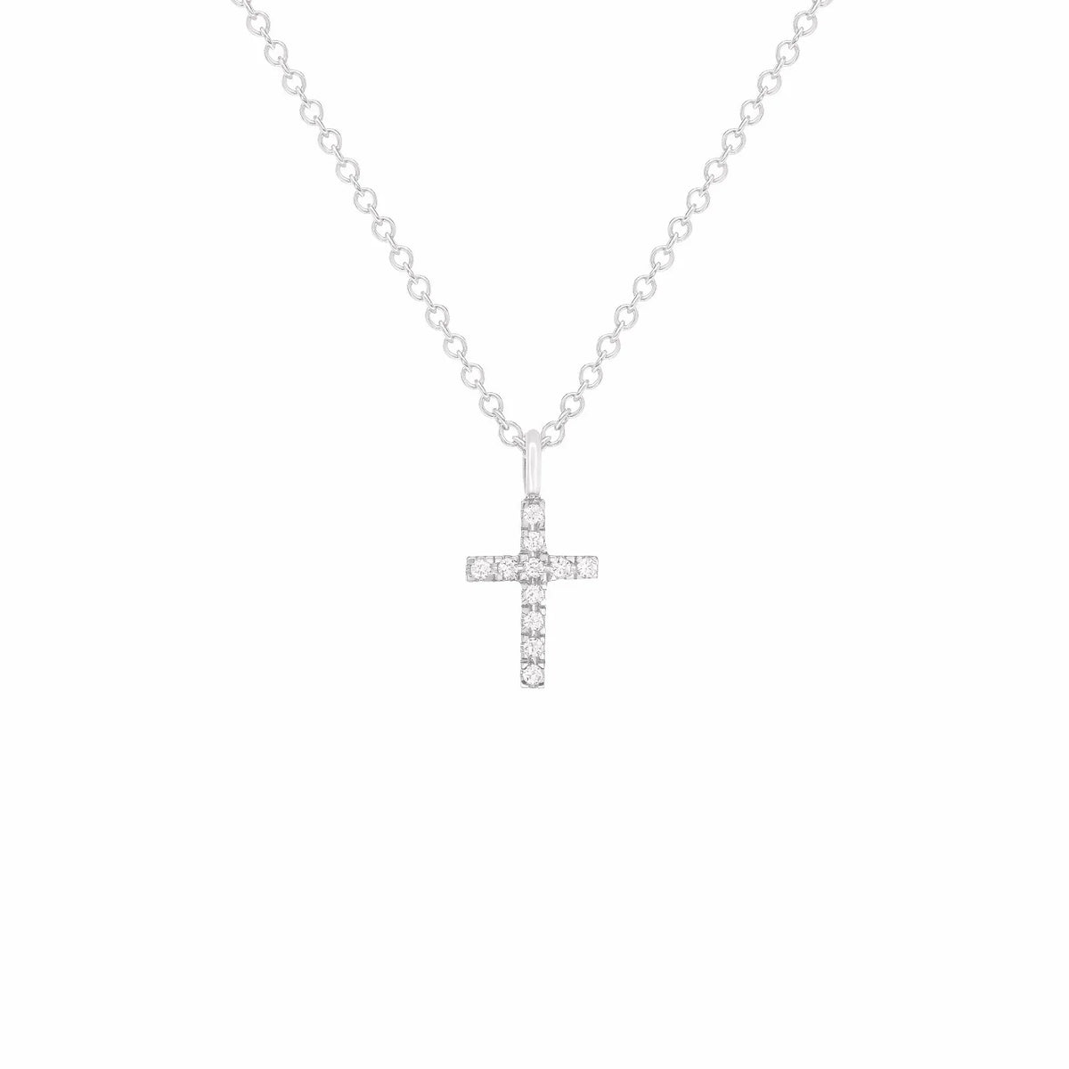 14k Rose Gold 0.04ctw Diamond Cross Pendant Small Religious Charm - Jewelry Store by Erik Rayo
