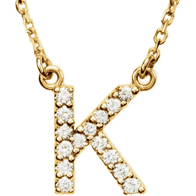 14k Yellow White or Rose Gold Diamond Initial Letter K Pendant Necklace 18" - Jewelry Store by Erik Rayo