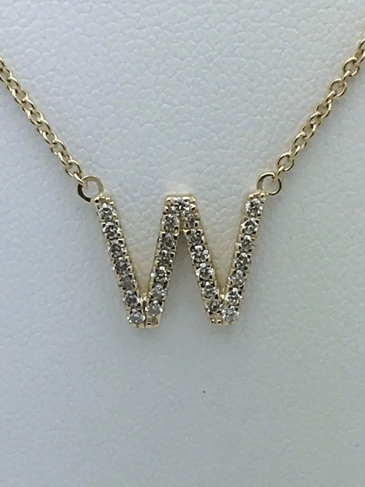 14k Yellow White or Rose Gold Diamond Initial Letter "W" Pendant Necklace 18" - Jewelry Store by Erik Rayo