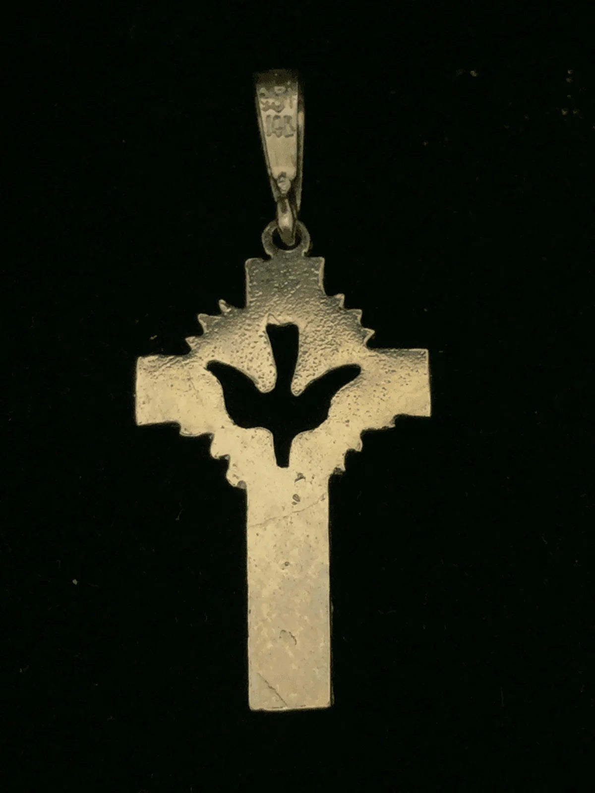 14k Yellow Gold Solid Religious Dove Cross Charm Pendant 1.3" 1.5 grams - Jewelry Store by Erik Rayo