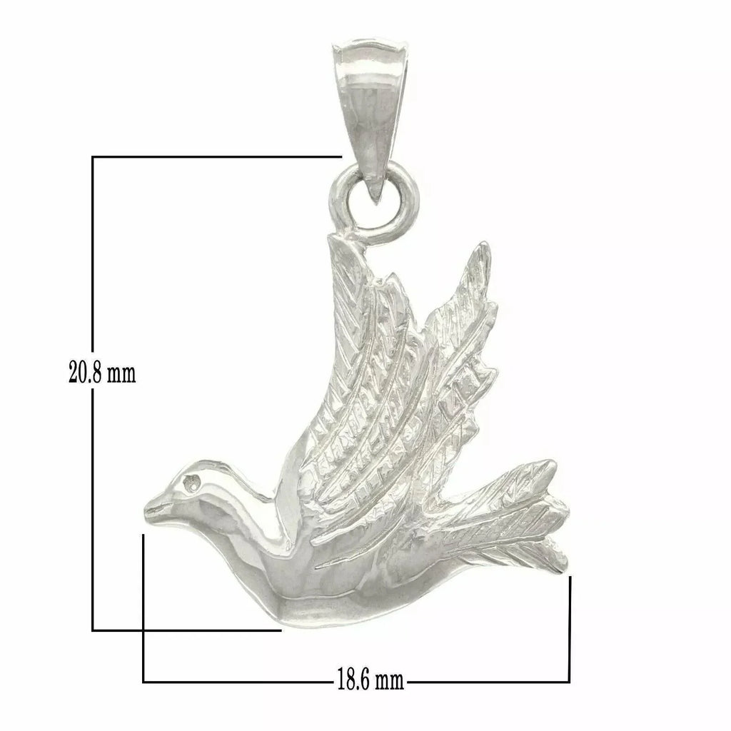 14k Yellow White or Rose Gold Flying Dove Bird Charm Pendant - Jewelry Store by Erik Rayo