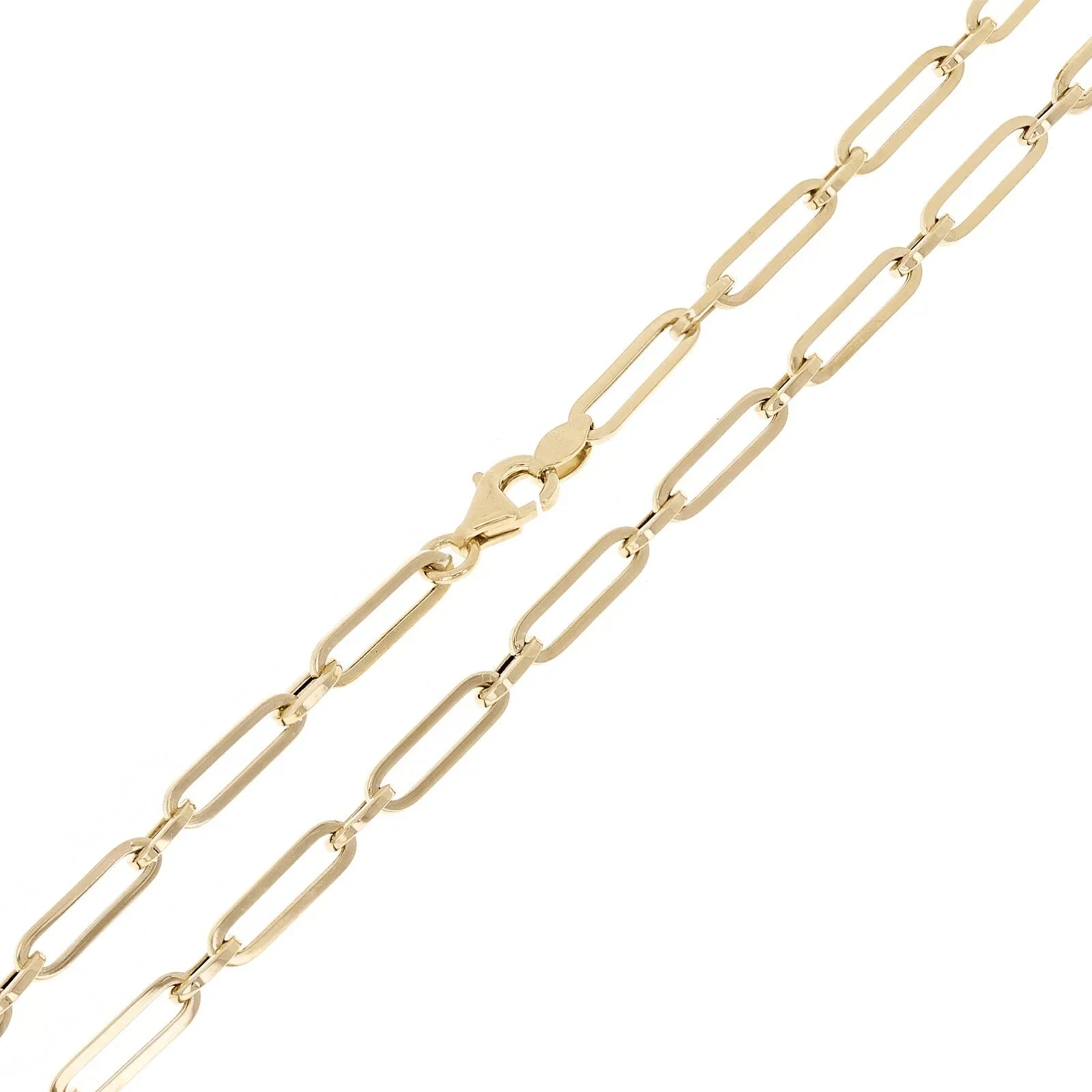 Italian 14k Yellow Gold Hollow Paper Clip Chain Necklace 20" 3.2mm 4 grams - Jewelry Store by Erik Rayo