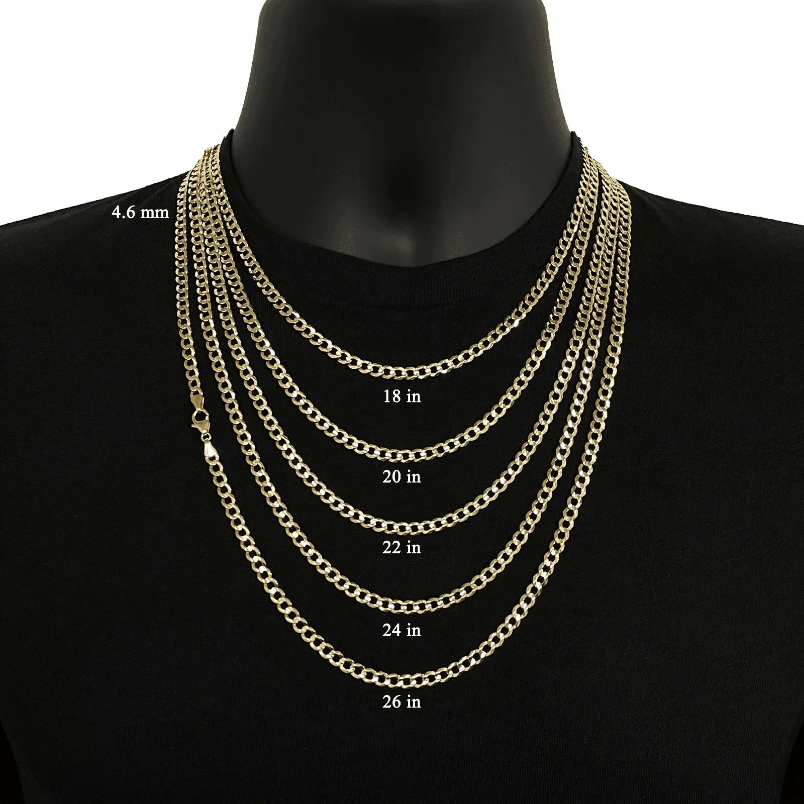 Italian 14k Yellow Gold Solid Curb Link Chain Necklace 4.6mm 22" 12 grams - Jewelry Store by Erik Rayo