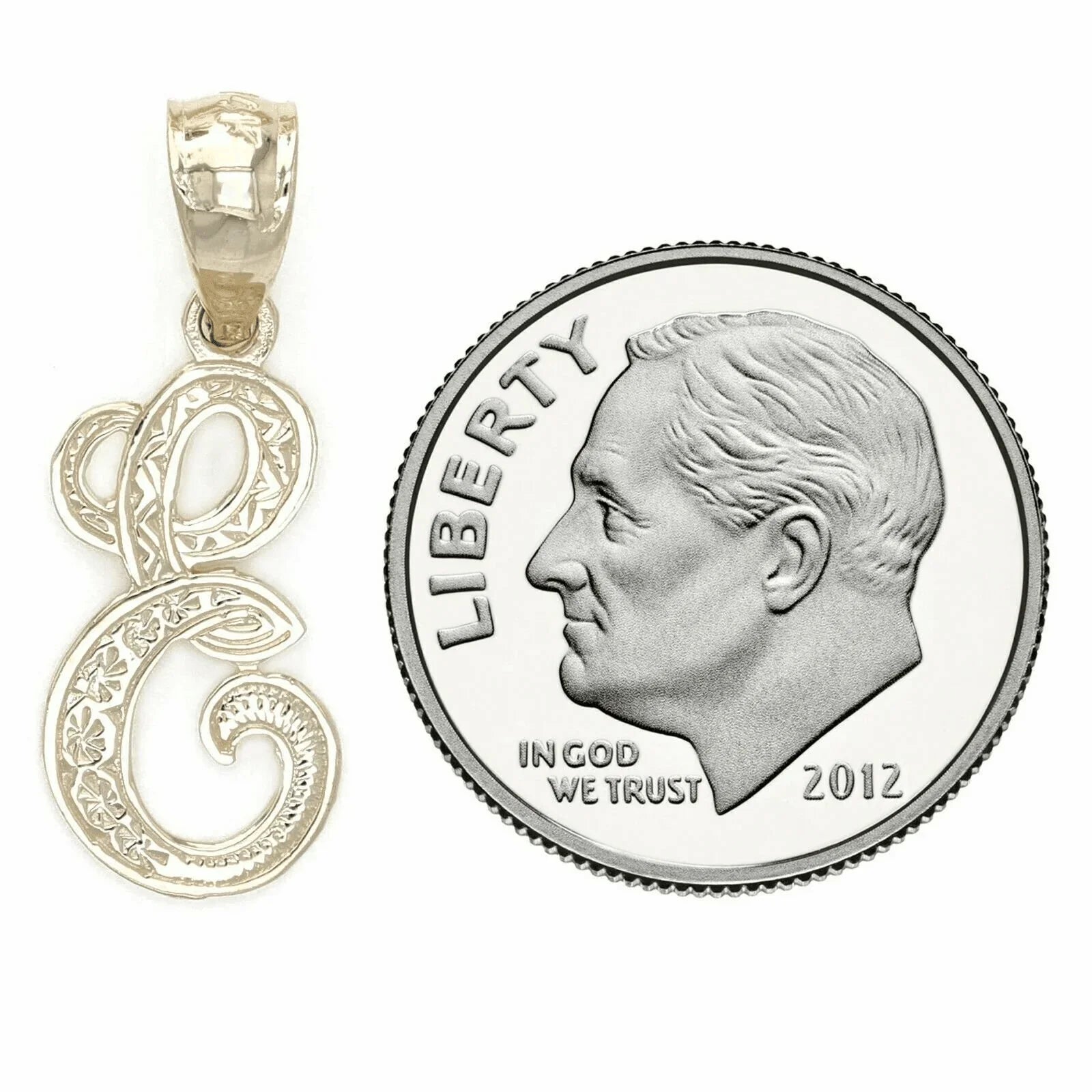 14k Yellow or White Gold Initial Letter Alphabet A-Z Charm Pendant - Jewelry Store by Erik Rayo