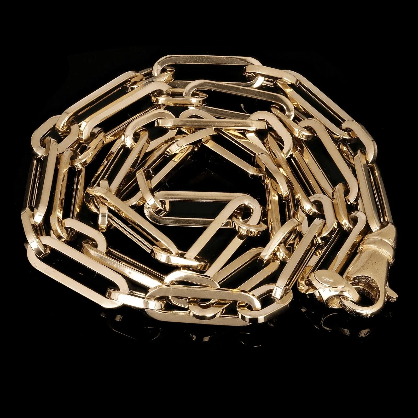Italian 14k Yellow Gold Hollow Paper Clip Chain Necklace 22" 5mm 9.8 grams - Jewelry Store by Erik Rayo