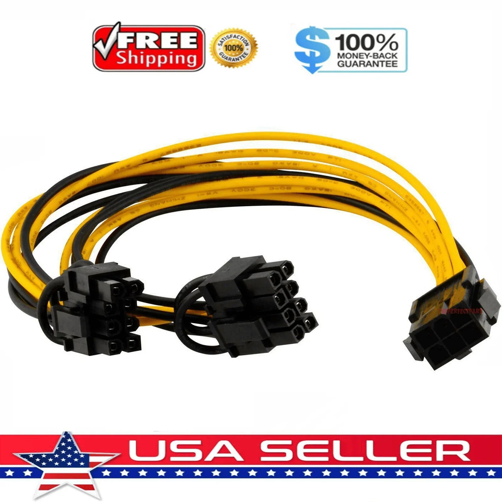 PCI-E 6-pin to 2x 6+2-pin (6-pin/8-pin) Power Splitter Cable PCIE PCI Express US - Jewelry Store by Erik Rayo