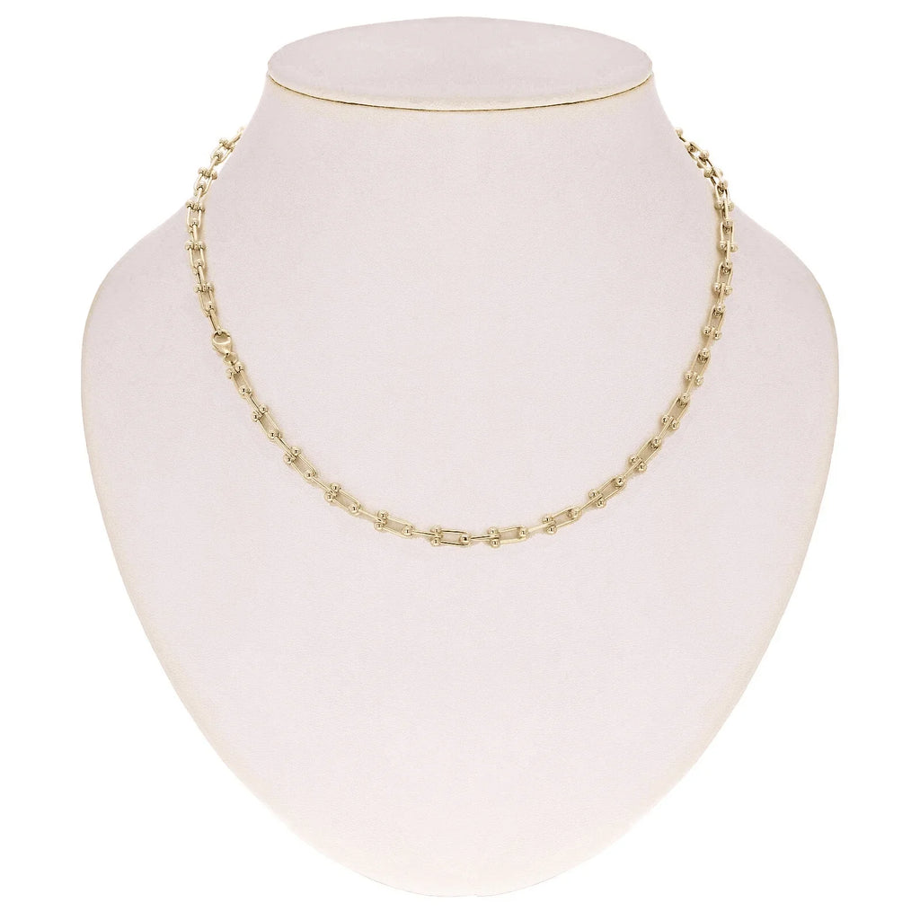 Italian 14k Yellow Gold Solid U Shape Hardwear Link Necklace 18" 5mm 13.8 grams - Jewelry Store by Erik Rayo