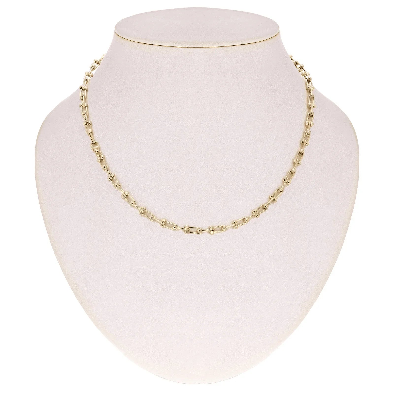Italian 14k Yellow Gold Solid U Shape Hardwear Link Necklace 18" 5mm 13.8 grams - Jewelry Store by Erik Rayo