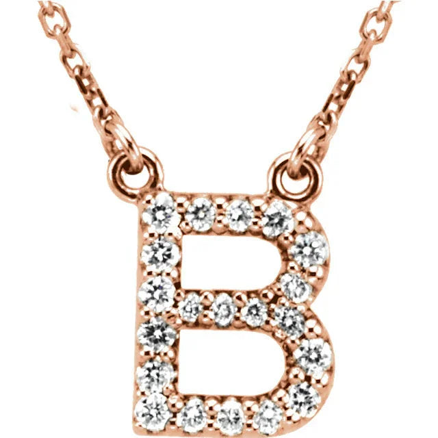 14k Yellow White or Rose Gold Diamond Initial Letter B Pendant Necklace 18" - Jewelry Store by Erik Rayo
