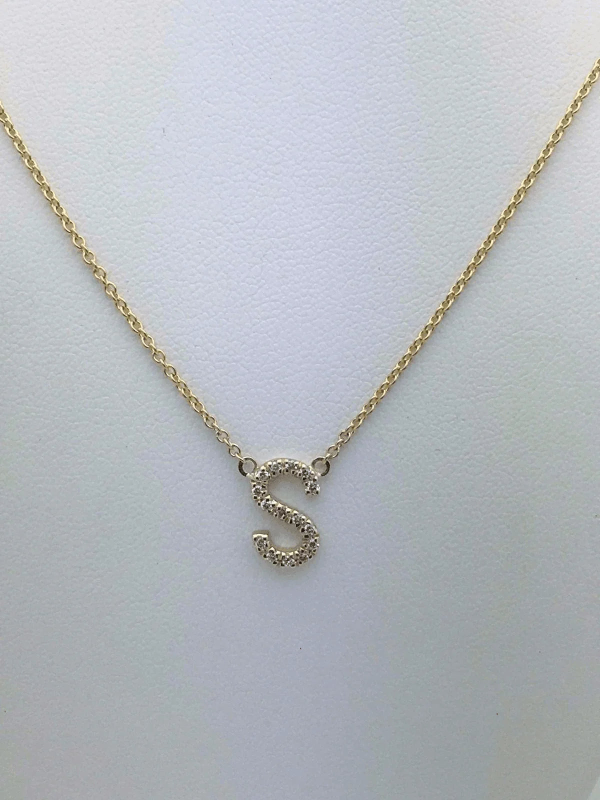 14k Yellow White or Rose Gold Diamond Initial Letter S Pendant Necklace 18" - Jewelry Store by Erik Rayo