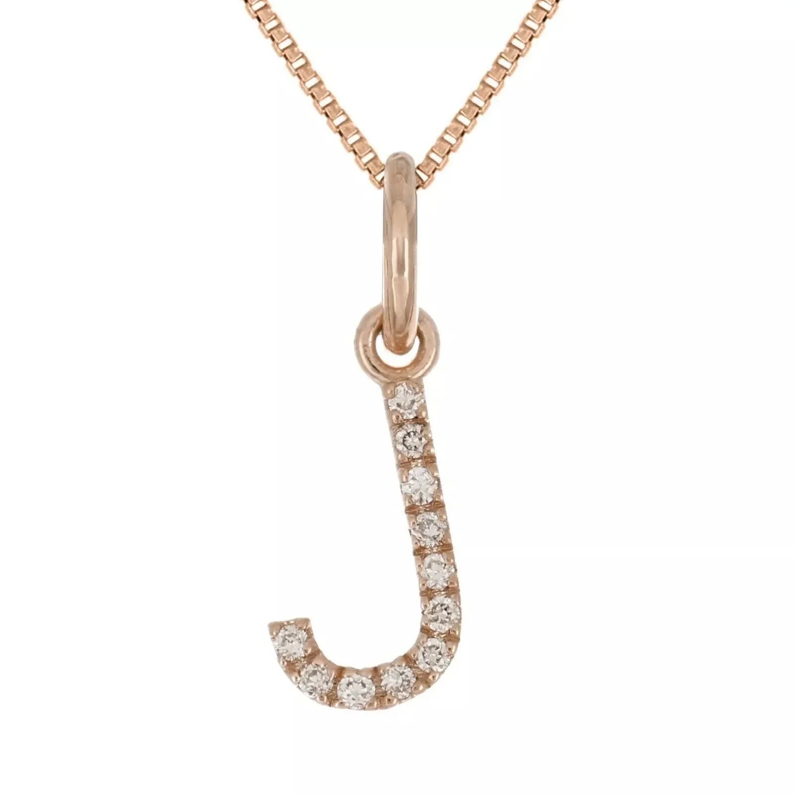 14k Yellow White or Rose Gold Diamond Initial Letter Charm Pendant Necklace 18" - Jewelry Store by Erik Rayo