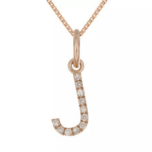 Load image into Gallery viewer, 14k Yellow White or Rose Gold Diamond Initial Letter Charm Pendant Necklace 18&quot;
