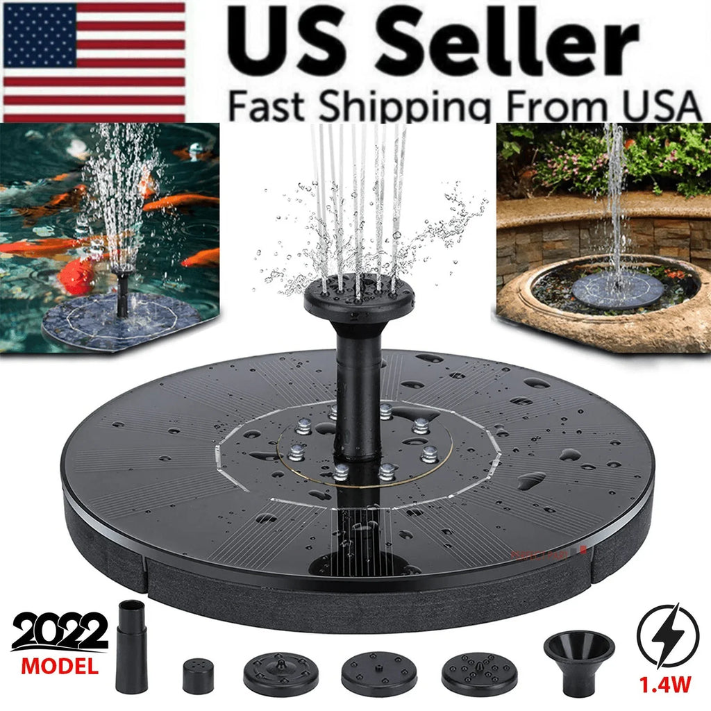 Solar Power Bird Bath Fountain Pump Upgrade 1.4W Solar Fountain With 4 Nozzle - Jewelry Store by Erik Rayo